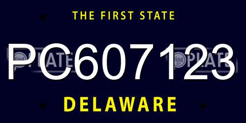 PC607123 Delaware License Plate
