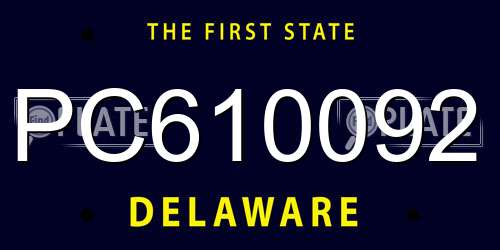 PC610092 Delaware License Plate