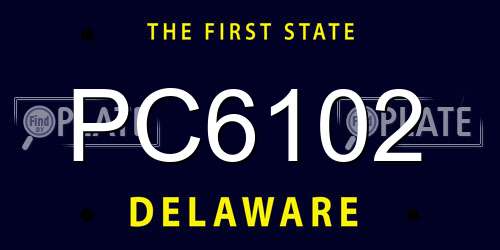 PC6102 Delaware License Plate