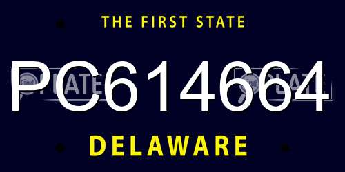 PC614664 Delaware License Plate