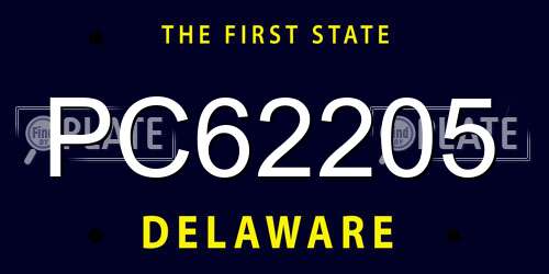 PC62205 Delaware License Plate