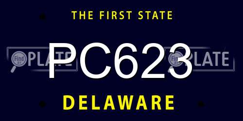 PC623 Delaware License Plate