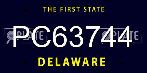 PC63744 Delaware License Plate