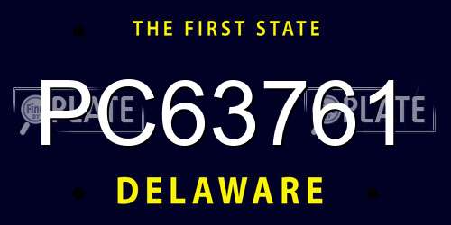 PC63761 Delaware License Plate