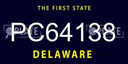 PC64138 Delaware License Plate