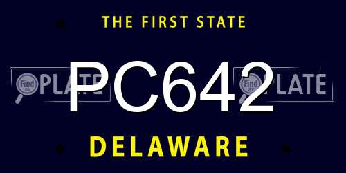 PC642 Delaware License Plate