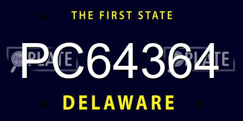 PC64364 Delaware License Plate
