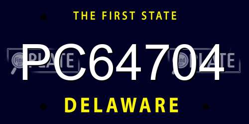 PC64704 Delaware License Plate