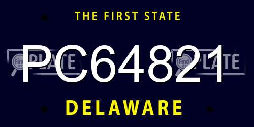 PC64821 Delaware License Plate