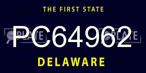 PC64962 Delaware License Plate