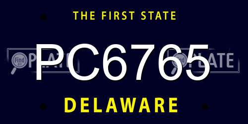 PC6765 Delaware License Plate