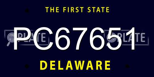 PC67651 Delaware License Plate