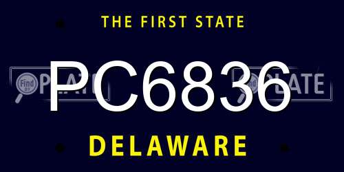 PC6836 Delaware License Plate