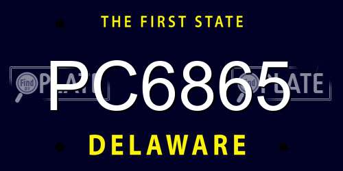 PC6865 Delaware License Plate