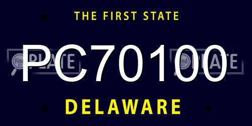 PC70100 Delaware License Plate