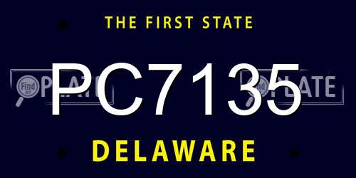 PC7135 Delaware License Plate
