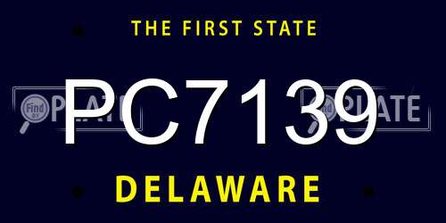PC7139 Delaware License Plate