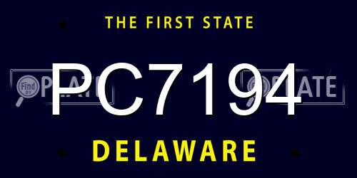 PC7194 Delaware License Plate