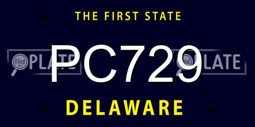 PC729 Delaware License Plate