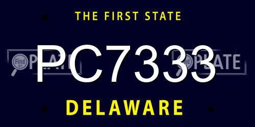PC7333 Delaware License Plate