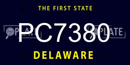 PC7380 Delaware License Plate