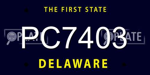 PC7403 Delaware License Plate