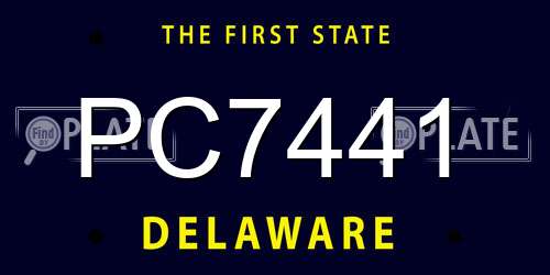 PC7441 Delaware License Plate