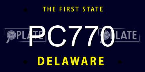PC770 Delaware License Plate