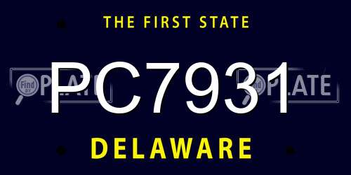 PC7931 Delaware License Plate