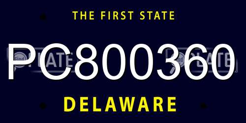 PC800360 Delaware License Plate