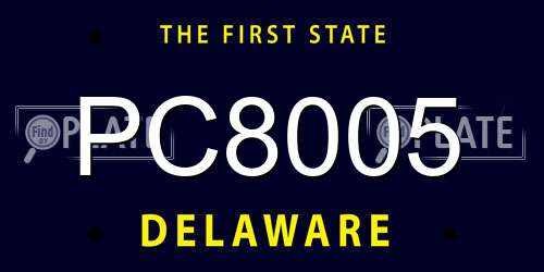 PC8005 Delaware License Plate