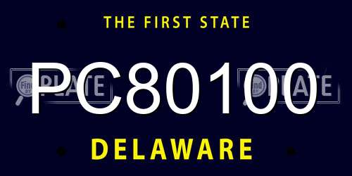 PC80100 Delaware License Plate