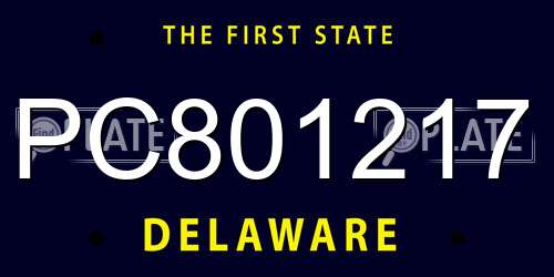 PC801217 Delaware License Plate