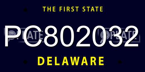PC802032 Delaware License Plate