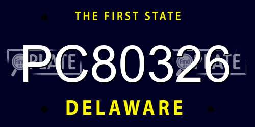 PC80326 Delaware License Plate