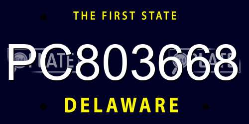PC803668 Delaware License Plate