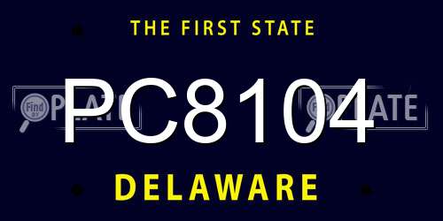 PC8104 Delaware License Plate