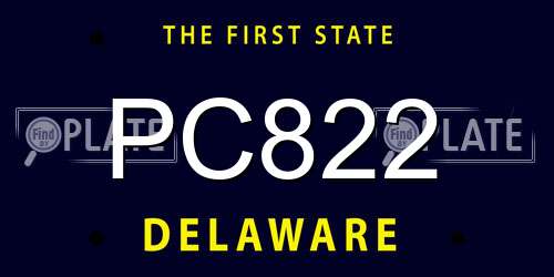 PC822 Delaware License Plate