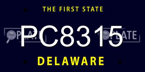 PC8315 Delaware License Plate