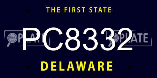 PC8332 Delaware License Plate