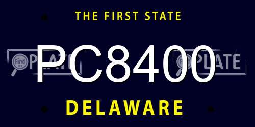 PC8400 Delaware License Plate