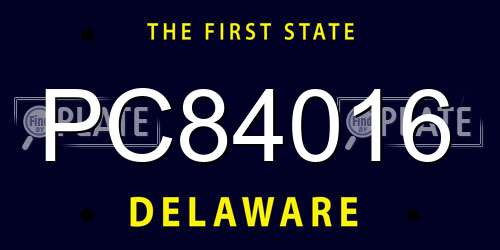 PC84016 Delaware License Plate