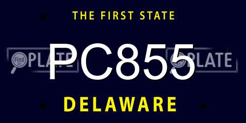 PC855 Delaware License Plate