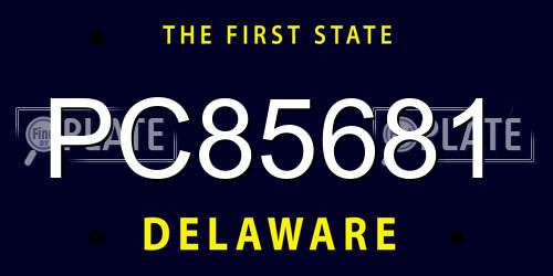 PC85681 Delaware License Plate