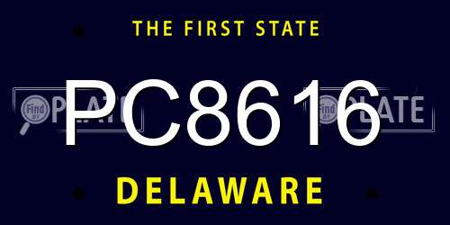 PC8616 Delaware License Plate