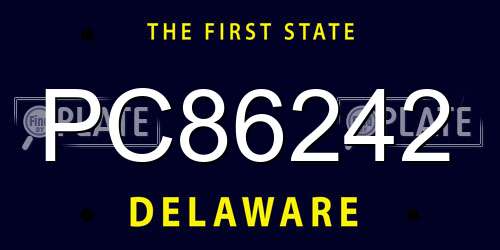 PC86242 Delaware License Plate