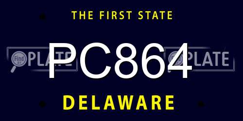 PC864 Delaware License Plate