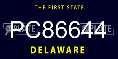 PC86644 Delaware License Plate