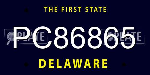 PC86865 Delaware License Plate