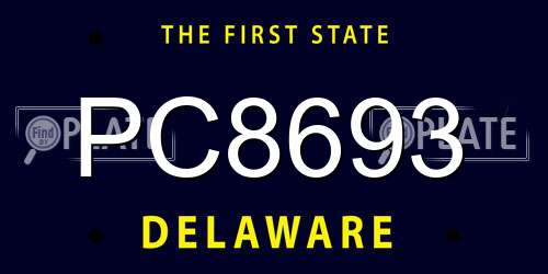 PC8693 Delaware License Plate